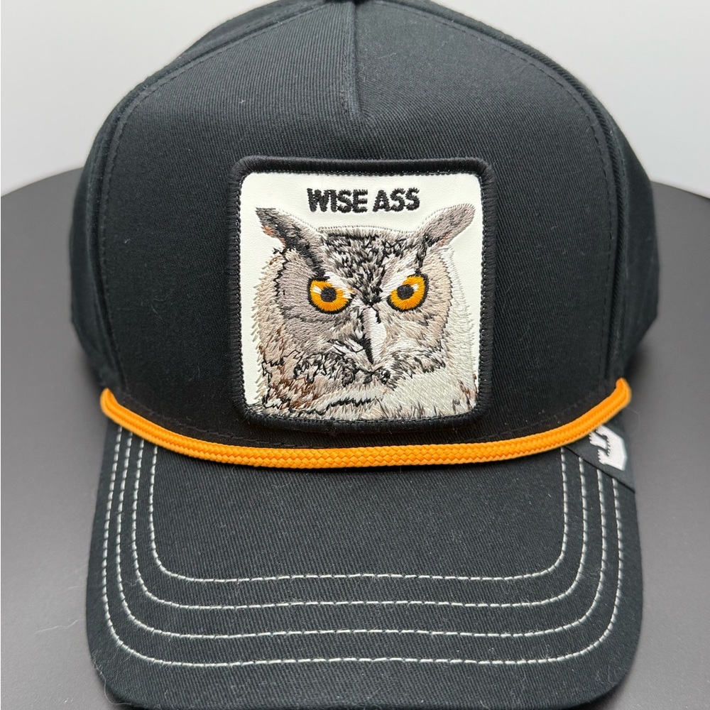 Unisex Wise Ass Black Cap with Orange Accent